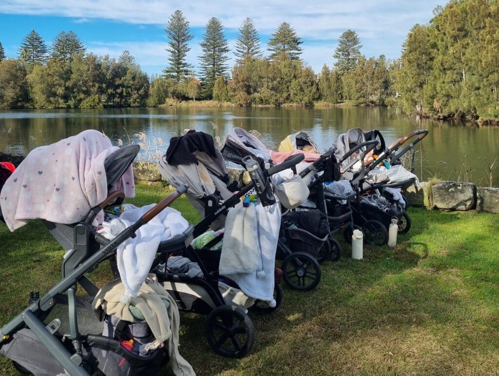prams in a line
