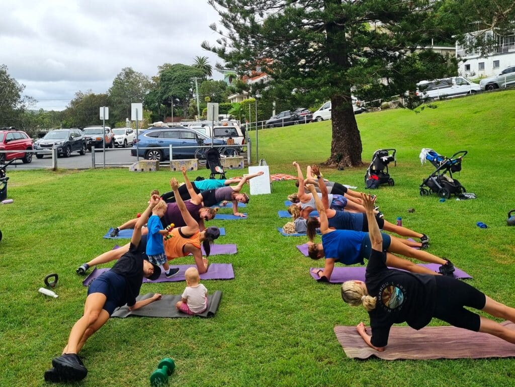 mum doing core exercise